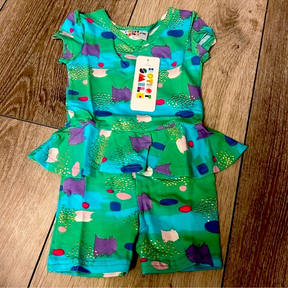 Dot Dot Smile Gold Speckled Romper new with tags